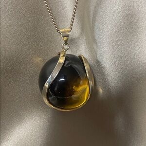 RARE 150+ ct Vintage Genuine Smokey Topaz Sphere Pendant!